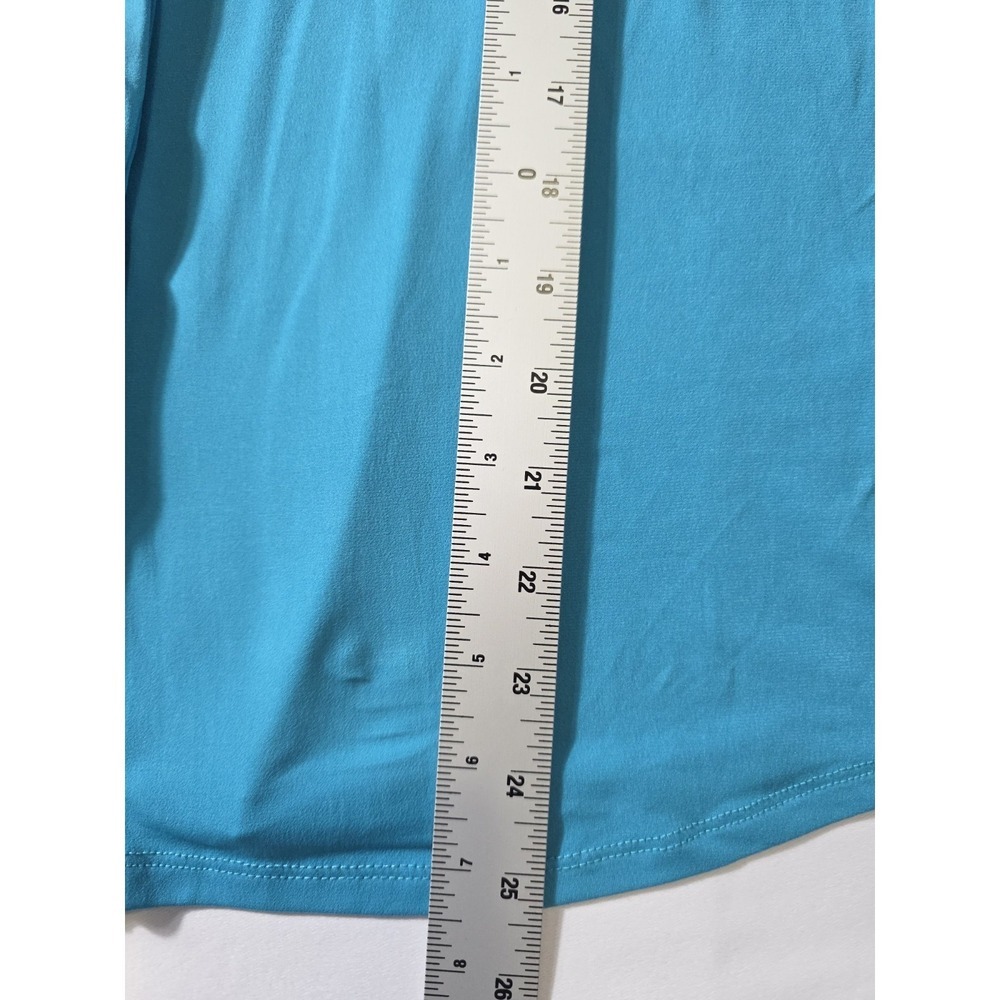 Dana Buchman Vintage 90s Turquoise Blouse Women L Stretch Casual Chic - Picture 6 of 9